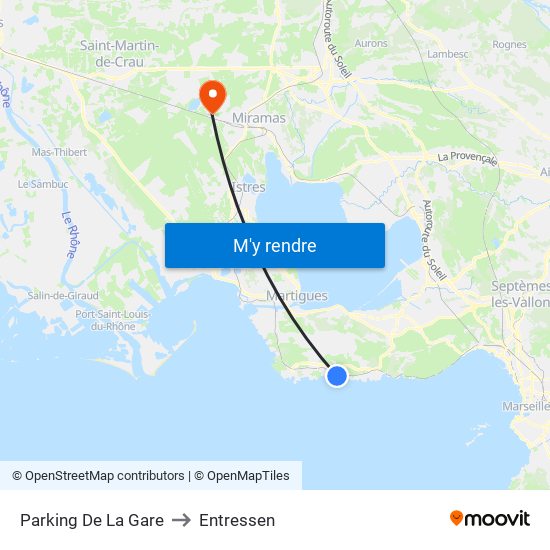 Parking De La Gare to Entressen map