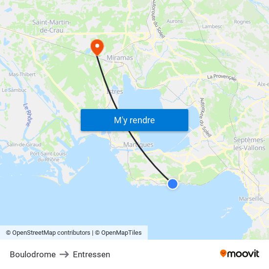 Boulodrome to Entressen map