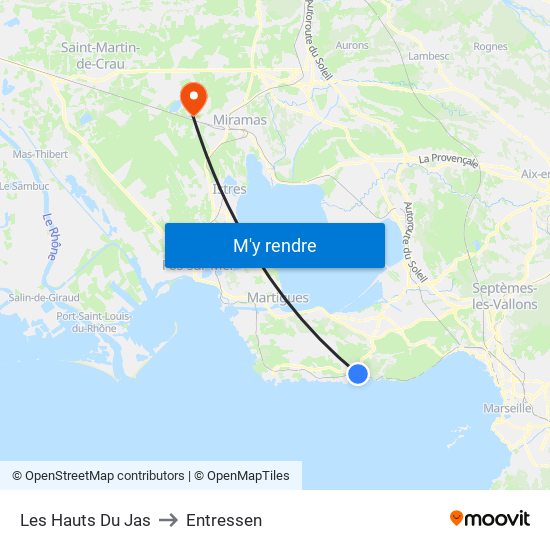 Les Hauts Du Jas to Entressen map