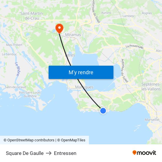 Square De Gaulle to Entressen map