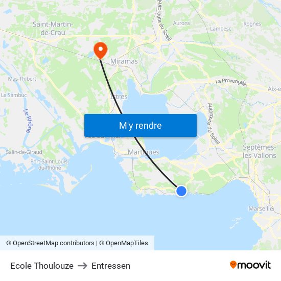 Ecole Thoulouze to Entressen map