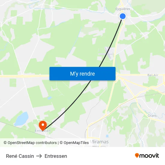 René Cassin to Entressen map