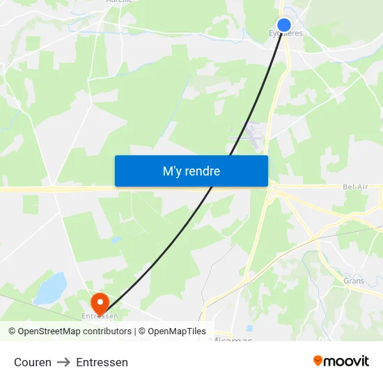 Couren to Entressen map