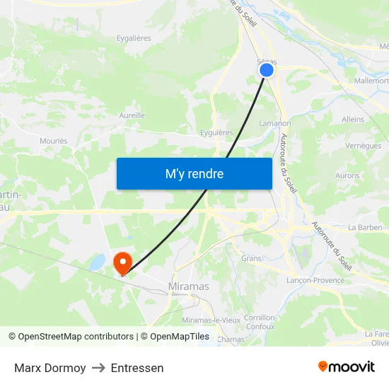 Marx Dormoy to Entressen map