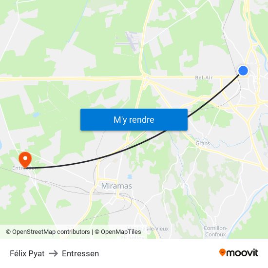 Félix Pyat to Entressen map