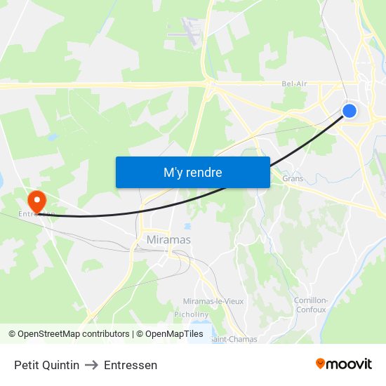 Petit Quintin to Entressen map