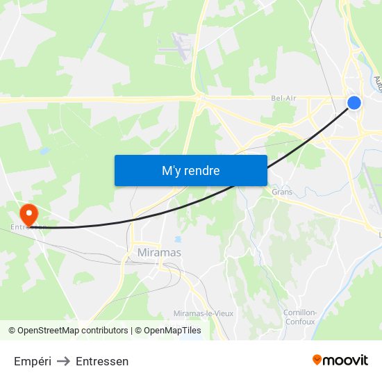Empéri to Entressen map