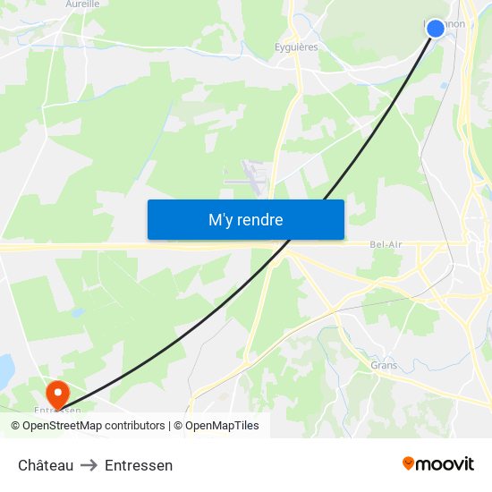 Château to Entressen map