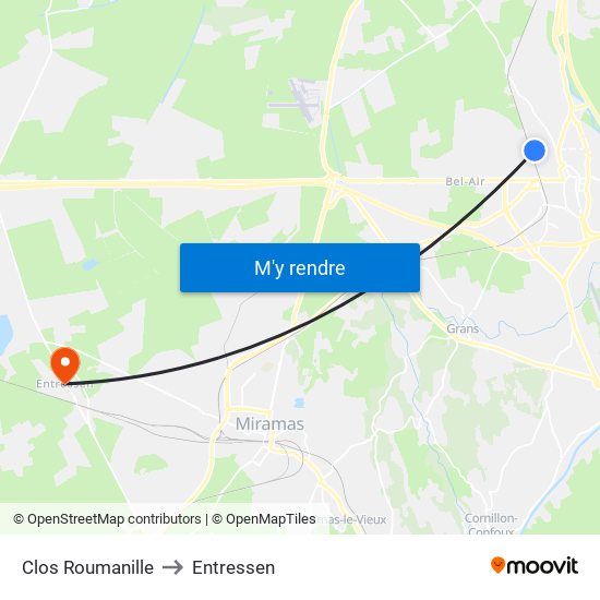 Clos Roumanille to Entressen map