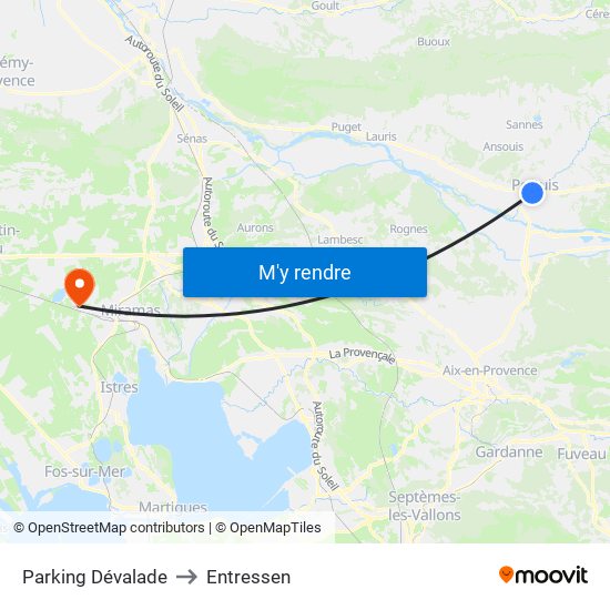 Parking Dévalade to Entressen map