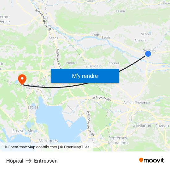 Hôpital to Entressen map
