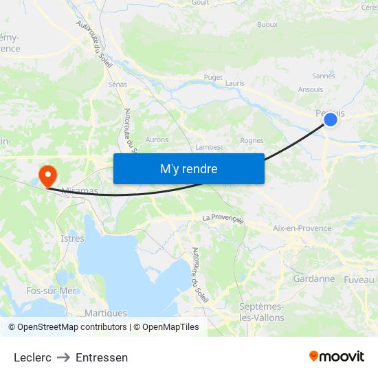 Leclerc to Entressen map