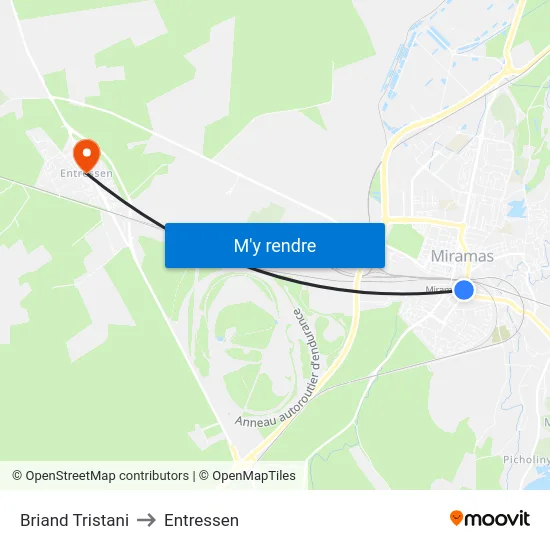 Briand Tristani to Entressen map