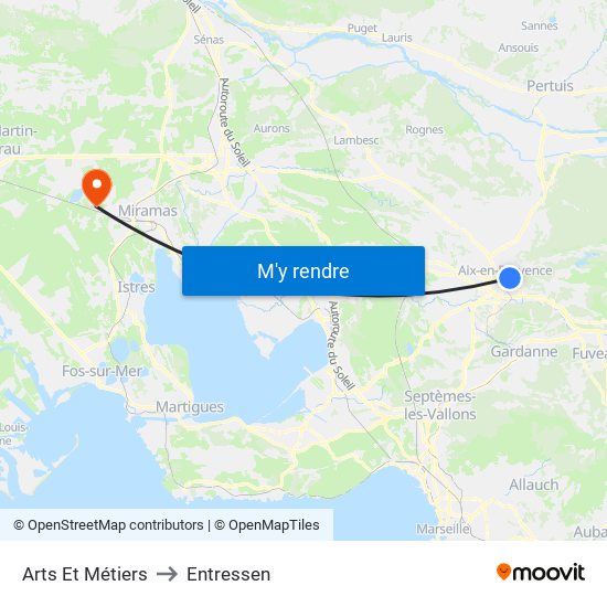 Arts Et Métiers to Entressen map