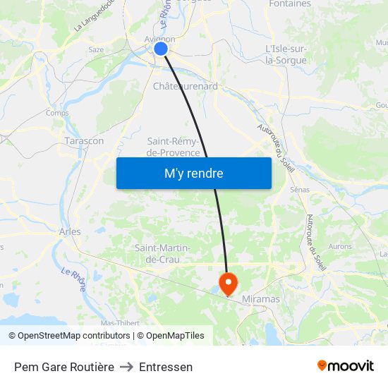 Pem Gare Routière to Entressen map
