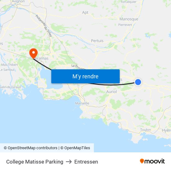 College Matisse Parking to Entressen map