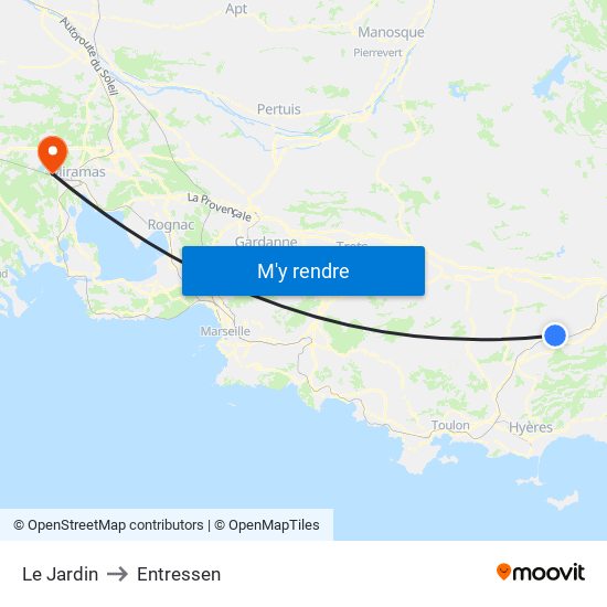 Le Jardin to Entressen map