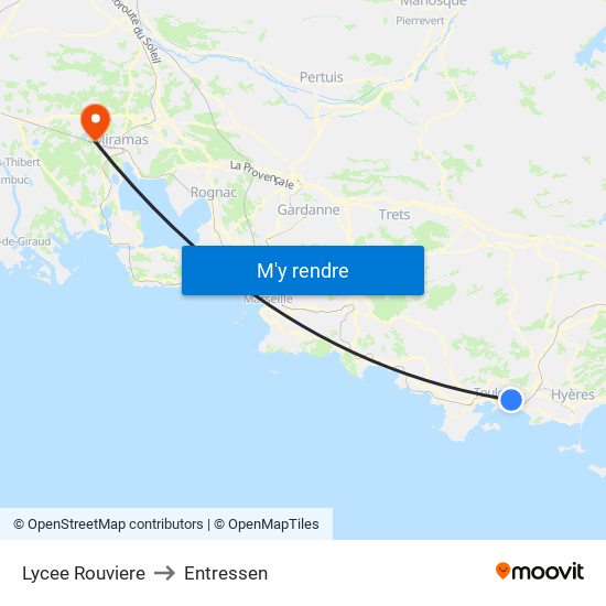 Lycee Rouviere to Entressen map