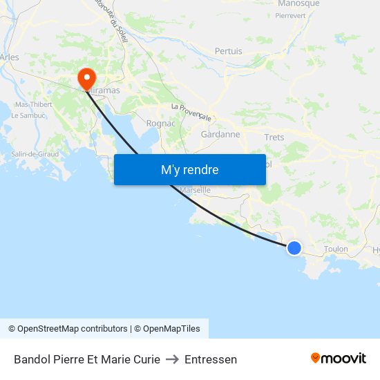 Bandol Pierre Et Marie Curie to Entressen map
