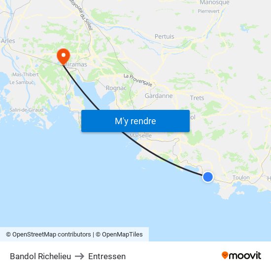 Bandol Richelieu to Entressen map