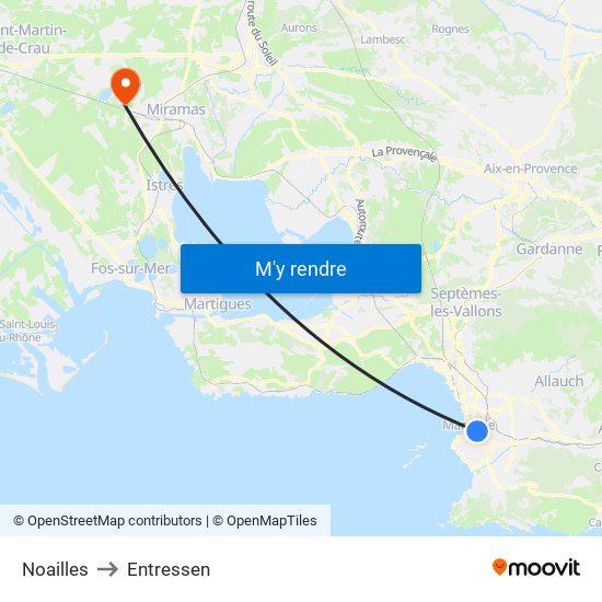 Noailles to Entressen map