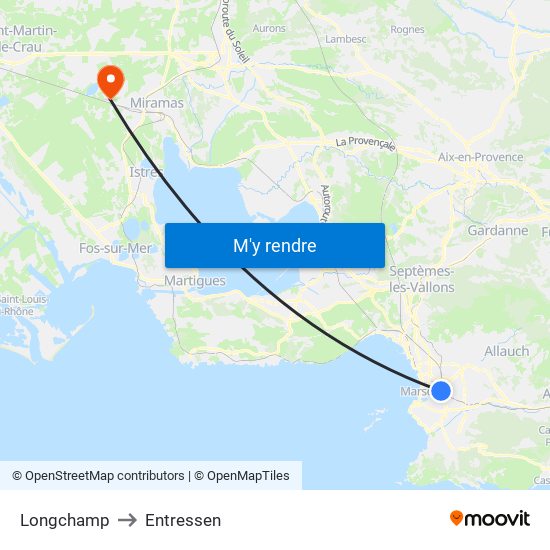 Longchamp to Entressen map