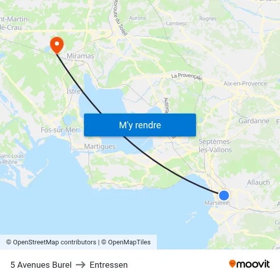 5 Avenues Burel to Entressen map