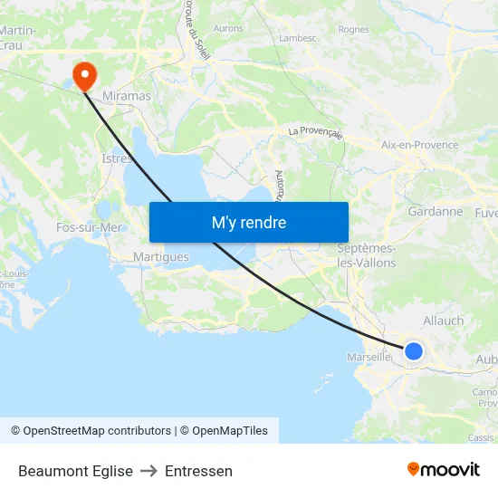 Beaumont Eglise to Entressen map