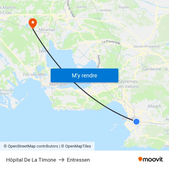 Hôpital De La Timone to Entressen map