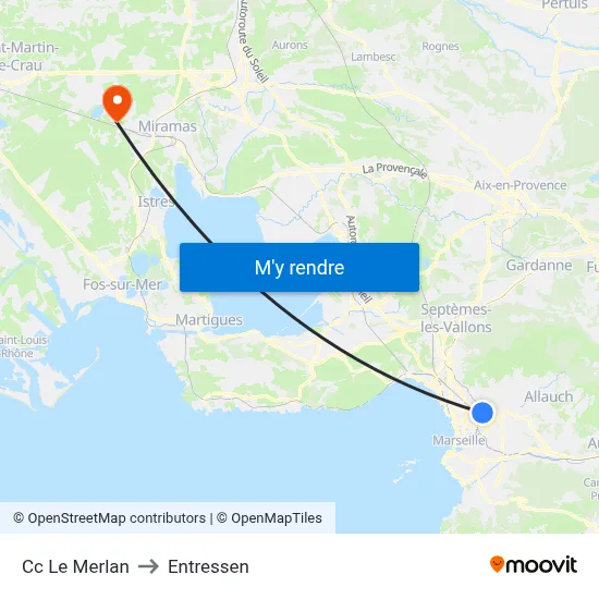 Cc Le Merlan to Entressen map