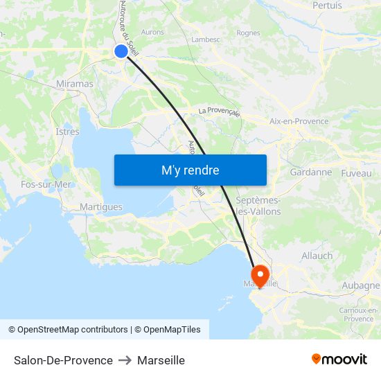 Salon-De-Provence to Marseille map