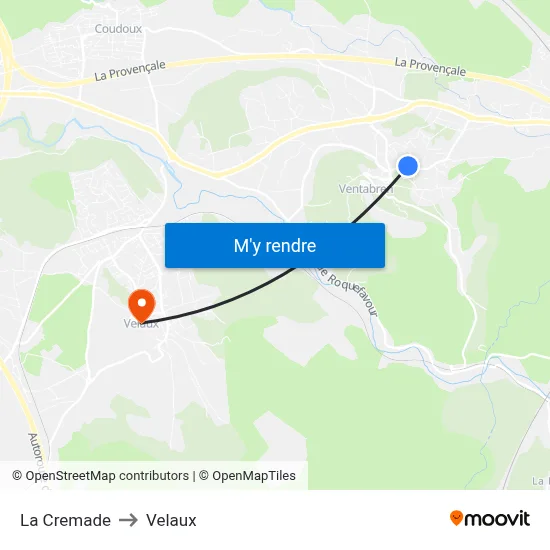 La Cremade to Velaux map