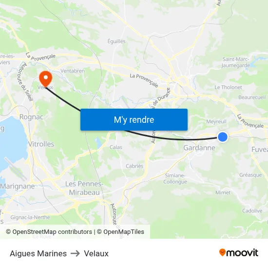 Aigues Marines to Velaux map