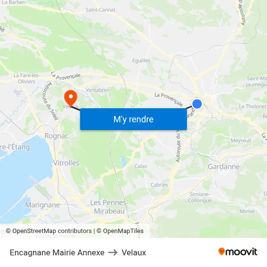 Encagnane Mairie Annexe to Velaux map