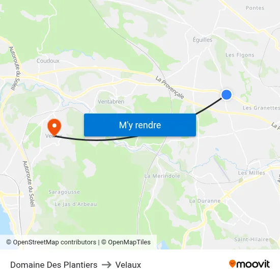 Domaine Des Plantiers to Velaux map
