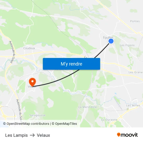 Les Lampis to Velaux map