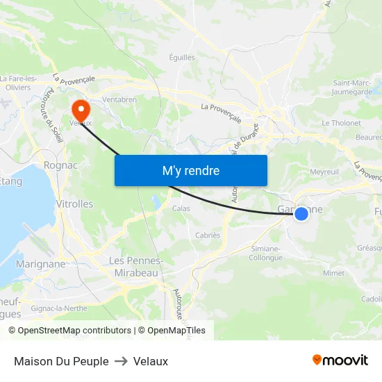 Maison Du Peuple to Velaux map