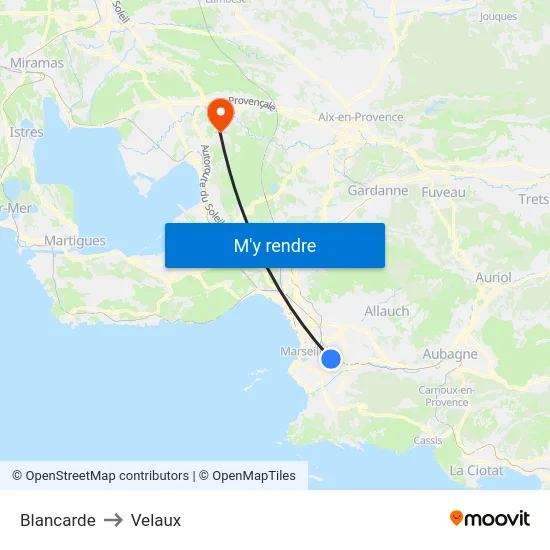 Blancarde to Velaux map