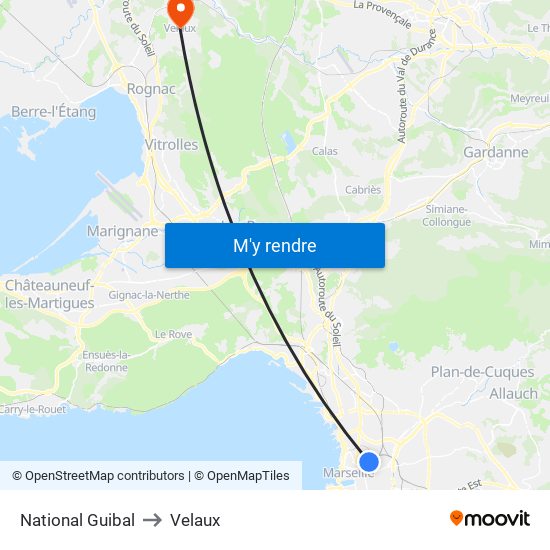 National Guibal to Velaux map