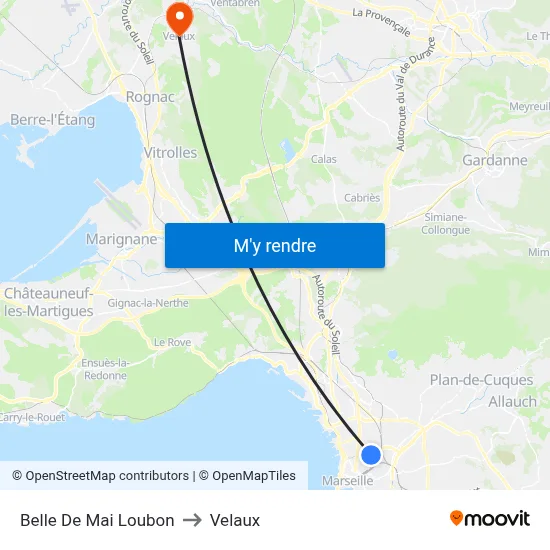 Belle De Mai Loubon to Velaux map