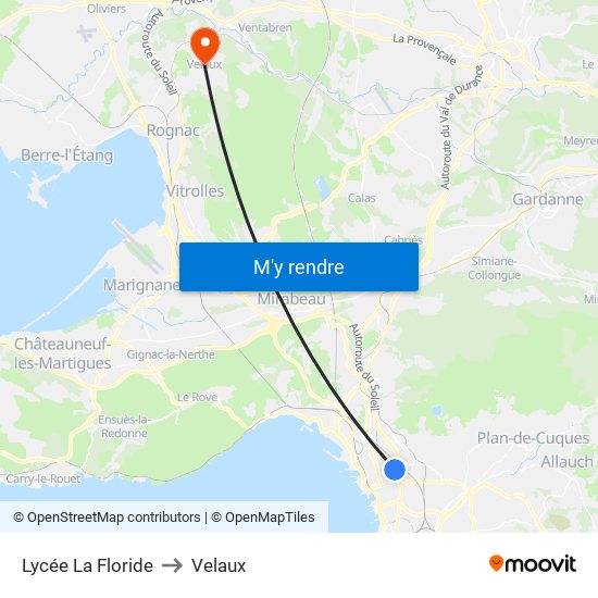 Lycée La Floride to Velaux map