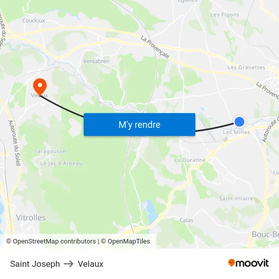 Saint Joseph to Velaux map