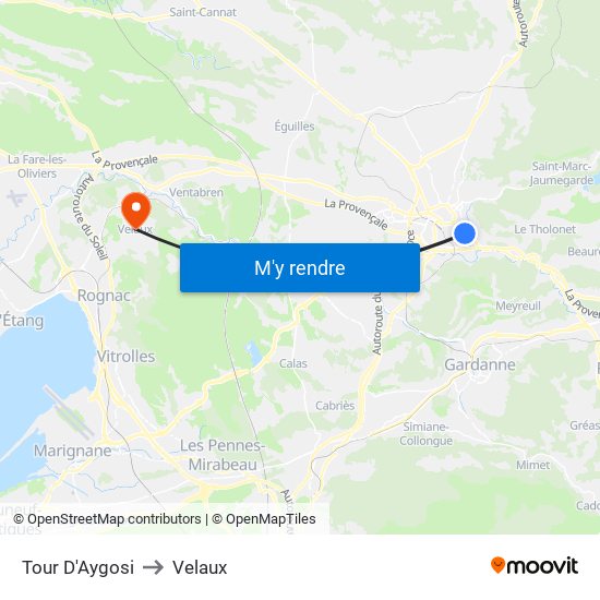 Tour D'Aygosi to Velaux map