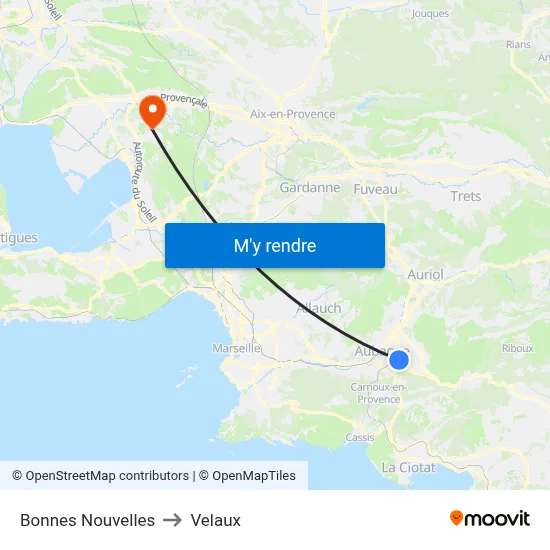 Bonnes Nouvelles to Velaux map