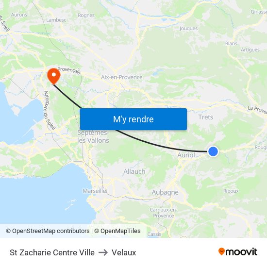 St Zacharie Centre Ville to Velaux map