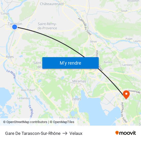 Gare De Tarascon-Sur-Rhône to Velaux map