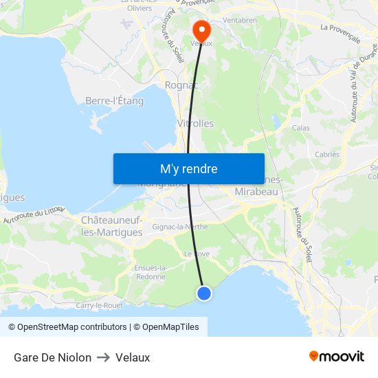 Gare De Niolon to Velaux map