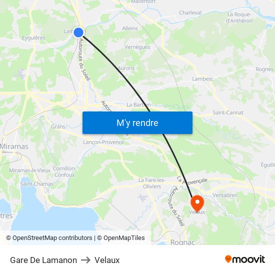 Gare De Lamanon to Velaux map
