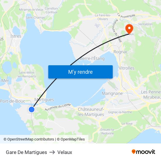 Gare De Martigues to Velaux map