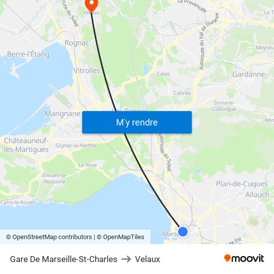 Gare De Marseille-St-Charles to Velaux map